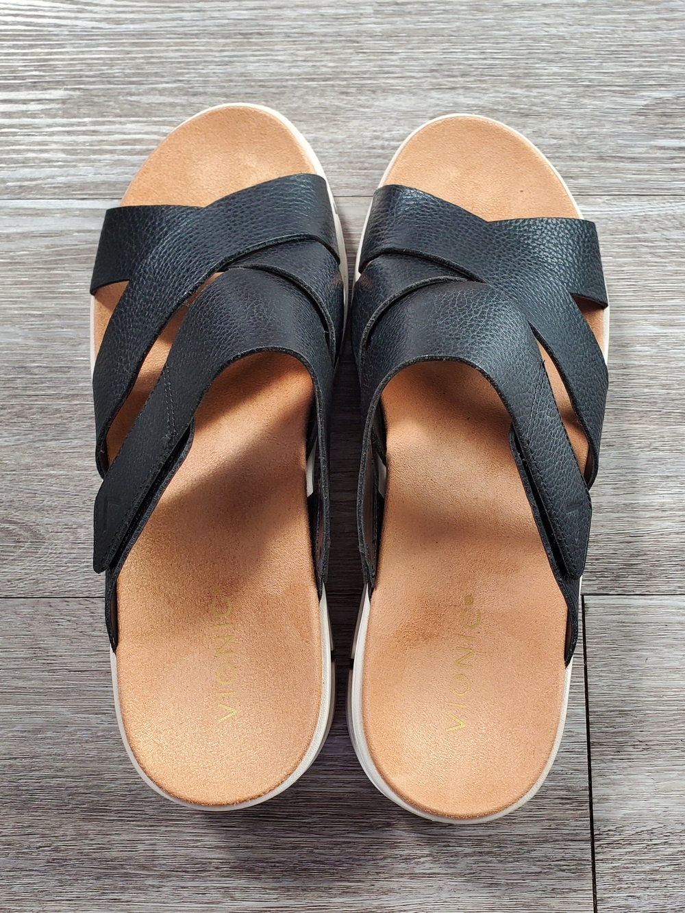 New Vionic Black Uptown Sunset Slide Sandals with Adjustable Closure (Velcro) - Picture 3 of 9